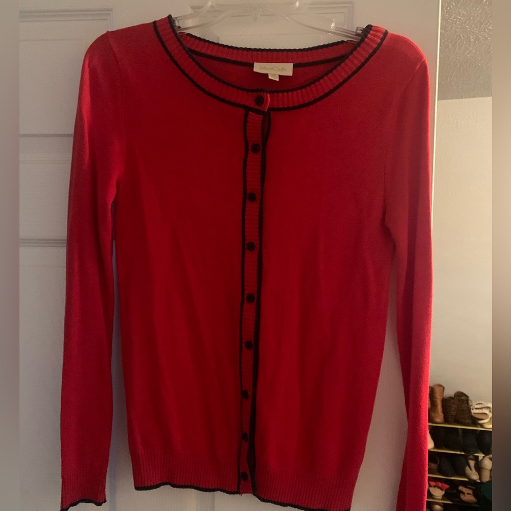 ModCloth Red & Blue Cardigan Sz XS - runs big